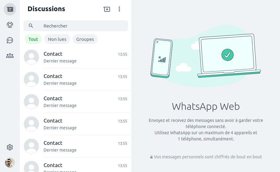 Mise en page de WhatsApp Web